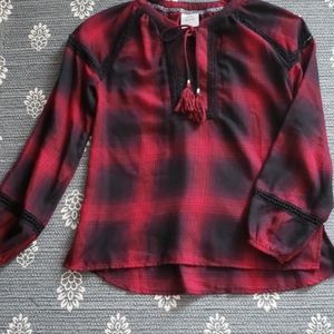 GUC SUPER.CUTE KNOX ROSE BLACK/RED FLANNEL SHIR🥀